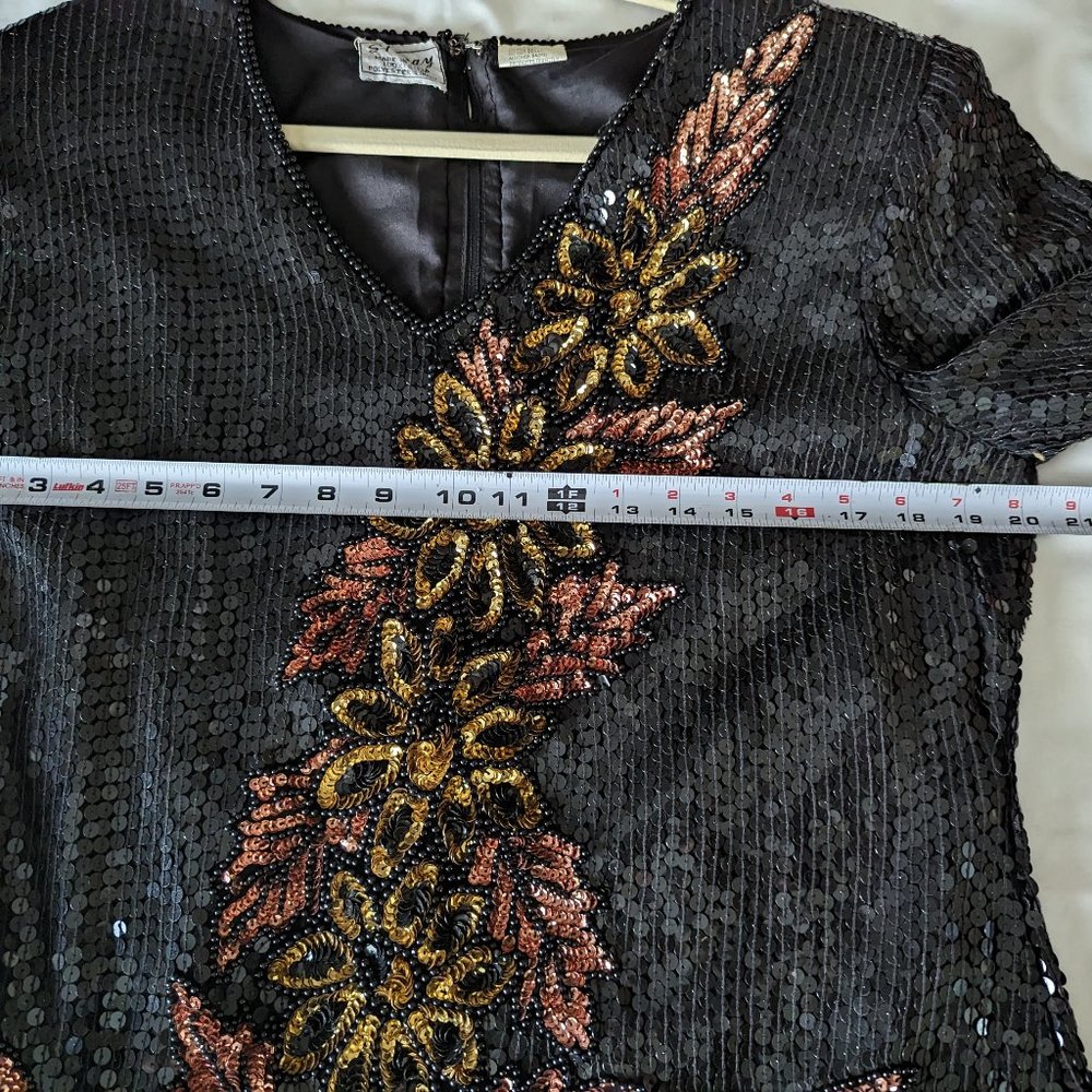 Vintage ladies beaded & sequin top Size XL